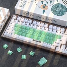 Russian Keycap Matte Frosted Green Translucent Keycaps 122Keys Pc Cherry HFrosted Rgb Transparent English Hangul Korean Keycap