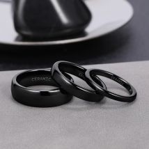 Kolmnsta 2/4/6mm Nero Spazzolato Moda Anello di Ceramica Donna Uomo Anelli di Nozze Fascia di Fidanzamento Gioielli Femminili bague Plus Size 4-14