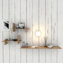 Retro Style White Wood Grain Mural Dormitory Furniture Self-adhesive Wallpaper Background Wall Stickers Decoration Materials