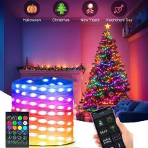 USB RGBIC Lichterkette mit Bluetooth APP und Fernbedienung, LED-Lichterketten, wasserdichter PVC-Draht, Weihnachtsfeier, DIY