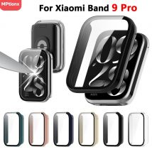 Gehärtetes Glas + Hülle für Xiaomi Band 9 Pro Smartband, kratzfester Filmrahmen, Stoßstangenschutzhülle für Xiaomi Band 9 Zubehör