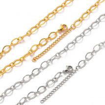 5 teile/los 18 karat Gold Überzogene 45 cm Herz Oval Edelstahl Link Kette Halskette Frauen Büroklammer DIY Charme Anhänger schmuck Machen