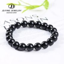 JD Natürliche Stein 7A Schwarz Turmalin Perlen Armbänder Frauen Healing Kristalle Chakra Yoga Meditation Schmuck Schorl Strang Armreifen
