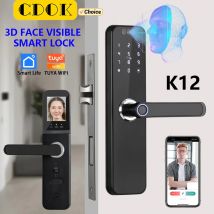 CDOK K12 Tuya WiFi serratura intelligente, sblocco remoto, con telecamera cat-eye e sblocco facciale