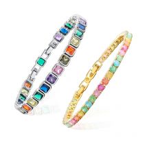 MHS.SUN 2024 Neue Luxus Regenbogen Kristall Tennis Armband Für Frauen Bunte Zirkonia Femme Braut Hochzeit Schmuck Weihnachten Geschenk