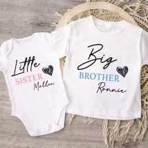 Personalizzato Big Brother Little Sister Matching Clothes Shirt Summer siling t-Shirt Girls Boys manica corta top Baby body