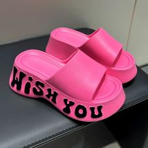 Sommer 2025, Brief Drucken Dicke Sohle Wolke Hausschuhe Frauen Mode Chunky Plattform Sandalen Frau Nicht Slip Keil Heels Strand Rutschen
