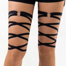 Sexy Elastische Bandage Fishnet Bein Oberschenkel Kette Frauen Mi Braut Riemchen Dessous Harness Einstellbare Herz Strumpfband Körper Schmuck