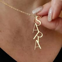 Collane con nome con lettera verticale personalizzata per donna Collana con nome personalizzato in acciaio inossidabile color oro Regalo di gioielli da sposa Femme