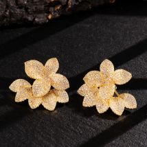 ZAKOL Buling Micro Intarsien Zirkon Blatt Blume Tropfen Ohrring für Frauen Elegante Braut Ohrringe Silber Farbe Luxus Schmuck Neue