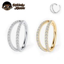 G23 Titan Helix Piercing Ohrring Hoop Double Line 5A Clear CZ Gepflasterter Septum Ring Knorpel Daith Helix Piercing Körperschmuck