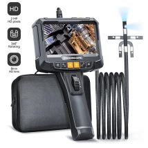5" IPS Gelenk-Endoskop 360 ° Industrie-Endoskopkamera mit zwei Objektiven, 8 LEDs, 1080P, Inspektionsschlangenkamera für Auto-Rohrkanalisation