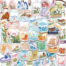 50PCS Transparente Objekt Aufkleber Minimalistischen Retro Laptop Wasserdicht DIY Graffiti Gitarre Gepäck Wasserdichte Leinwand PVC Dekor