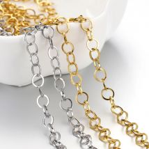 2 Meter kein Verblassen Edelstahl O-Ring Kette Gold Farbe Halskette Links für DIY Schmuck Armband Herstellung Zubehör Erkenntnisse