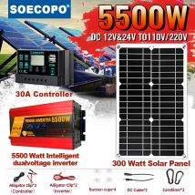 5500 W komplettes Solar-Off-Grid-Systempanel, 30 A-Controller und Wechselrichter für Zuhause, Wohnmobil, Camping, Notstrom und Off-Grid-Anwendung