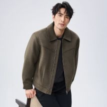 Einfarbige Wolljacke für Herren, Herbst und Winter, 2025, lässige Mode, Silhouette, Wolle, kurzer Mantel, verdickt, warm, Streetwear-Mantel