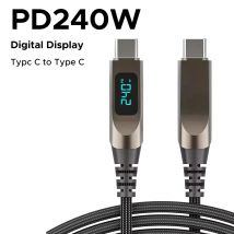Cavo di ricarica rapida per dati con display digitale in tempo reale da 240 W Cavo di tipo C per iPhone 15 16 17 pro max Caricatore Android Xiaomi
