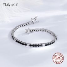 YLMyself 925 Silber Tennisarmband 3 mm Schwarz & Weiß CZ 5:1 Design Edlen Schmuck 16/17/18 CM Frauen Geschenk
