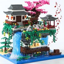 Yushinv Cherry Blossom Tree Building Set,Original Music type :symphony, Japanese Sakura Tree House Lights Building Kit 3320 Pcs。