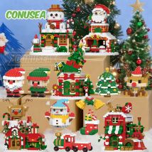 Juego de bloques de construcción de Reno y Papá Noel para niños, juguete de ladrillos para montar, decoración de mesa, regalo de Navidad
