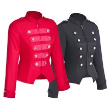 Frauen viktorianischen Gothic Steampunk Zirkusdirektor Jacke Militär Blazer Zirkus roten Mantel