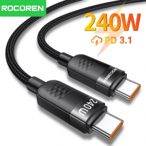 Cavo dati Rocoren da 240 W tipo C a USB C PD3.1 Ricarica rapida Cavo tipo C da 100 W Ricarica rapida per MacBook iPhone 17 Samsung Xiaomi
