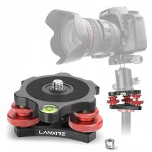 Lanxire Base livellatrice per testa treppiede Livellatore per fotocamera, testa tri ruota a 3 assi in lega di alluminio di grado aeronautico, filettatura da 3/8"