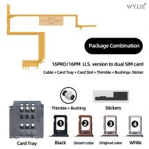 2024 WYLIE NEU für iPhone 16 Pro/16 Pro Max US-Version Dual-SIM-Kartenkabel + Kartenfach + Kartensteckplatz + Drehble + Buchse + Aufkleber kombinieren