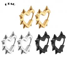 Übertriebene Spike-Nieten-Herz-Ohrstecker für Damen und Herren, 3 Farben, Edelstahl, Ohrschnalle, Piercing, Goth-Schmuck, Geschenke, aretes