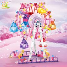 HUIQIBAO MOC Niedliches Riesenrad Baustein Modell Ziegel DIY Konstruktionsspielzeug für Kinder Schreibtischdekoration.