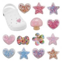 1-13Pcs Colorful Star Heart Shape Kids Cute Resin Shoe Buckle Charms Flower Decorations DIY Holiday Presents