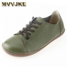 MVVJKE Frauen Schuhe Flache 100% Authentische Leder Plain toe Lace up Damen Schuhe Wohnungen Frau