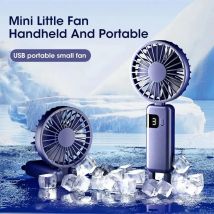 Tragbarer Handl üfter, USB-Lüfter, batterie betriebener Lüfter mit Sockel, Digital anzeige, 90 ° einstellbarer, wiederauf ladbarer Mini-Lüfter