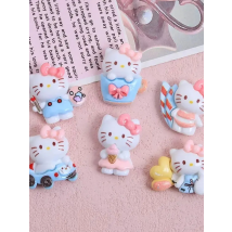 10 Pcs New Kawaii Cartoon Cute Car Cat Series Resin Scrapbook Diy Jewelry Gift Hairpin Accessories A141