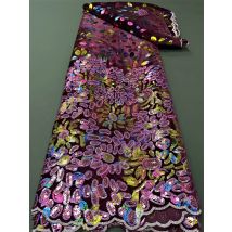 Afrikanischer nigerianischer Tüll-Spitzenstoff mit Paillettenstickerei, Guipure-Nähten, Samt-Abschlussballkleider, hohe Qualität, 5 Yards hz1259