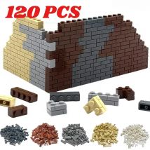 120 Stück Wandblöcke, MOC, dick, mehrere Größen, Kunststoffsteine, karierte Wandfliesen, gemischte DIY-Konstruktion, kompatibel mit Marken