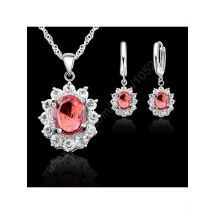 New Arrival Princess Wedding Jewelry Sets Genuine 925 Sterling Silver Cubic Zirconia Stone Necklace Earrings Set 5 Colors