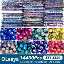 Crystal AB Colors SS6-SS30 Wholesale Bulk Glitter Flatback Hot-Fix Rhinestones Glass Diamond Stones To Decorate Clothes
