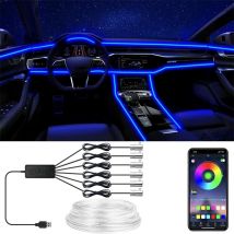 Luci flessibili a filo EL con controllo app Atmosfera ambientale Strisce luminose Lampade decorative Striscia LED RGB al neon per interni auto 12V