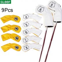 9Pcs/Set Golf Iron Head Covers Long Neck Golf Club Protector Leather with Number Tag fit for All Brands No.4/5/6/7/8/9/P/S/A