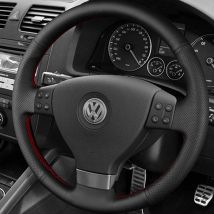 Handgenähter Auto-Lenkradbezug aus schwarzem Mikrofaser-Leder für Volkswagen Golf 5 Mk5 GTI VW Golf 5 R32 Passat R GT 2005