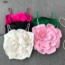 Stretchy Back Camis Slim Woman Solid Big Flower Tank Girl 2024, Sommer-Crop-Top für Damen-Unterhemd