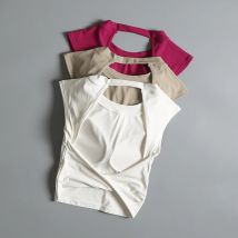 Yoga Suit Sports Top Women with Chest Pad Sexy Short-sleeved T-shirt Running Beauty Back Pilates Training Fitness Clothes Summer