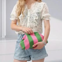 Sommer Strand Clutch Tasche Frauen Kontrast Farbe Häkeln Handtasche Stricken Knödel Clutch für Frauen Nette Wolke Casual Colorblock Tasche