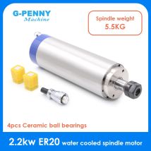 G-Penny Motore mandrino raffreddato ad acqua originale 2.2kw ER20 80*230mm 220v / 380v 4 pezzi 7serie Cuscinetti ceramici 0,01mm Tipo più lungo