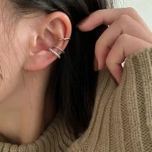 LATS Klipsy Kolczyki dla kobiet Unisex Minimalistyczna moda Chrząstka Hoop Zestaw kolczyków Mankiet na ucho Fałszywy piercing Klips na biżuterii na ucho