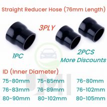 Gloss Black Straight Reducer Hose Universal Silicone Tube Intercooler Connector Pipe ID 75mm 76mm 80 83 85 89 90 102 105mm 3PLY