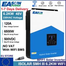 EASUN Inverter solare ibrido 6.2KW 4.2KW 2.2KW Inverter a onda sinusoidale pura 12V 24V 48V 230V MPPT 120A Caricatore con WIFI BMS STOCK UE