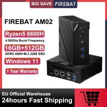 FIREBAT MINI PC AM02 AMD Ryzen 5 6600H 16GB DDR5 RAM 512GB SSD WIFI6 BT5.2 Windows11 Computer desktop portatile Porta di rete HDMI