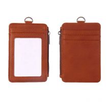 Wielokrotny portfel ze skóry PU na dowód osobisty, portfel na zamek błyskawiczny, kieszonka na monety, brelok ze smyczą na szyję